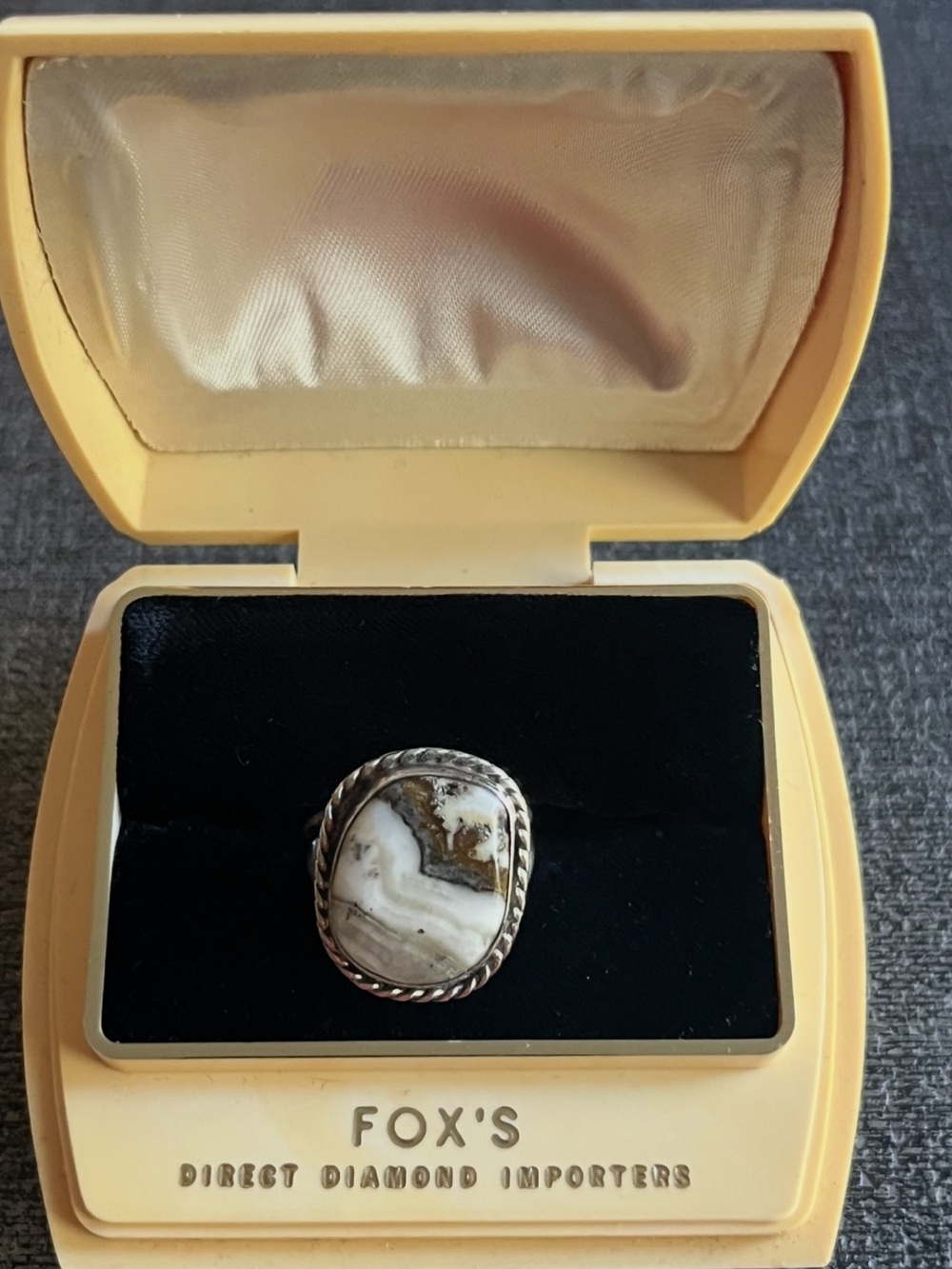 925 Brown and tan agate ring